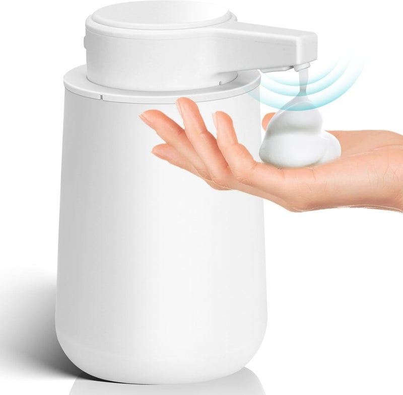 Phneems Automatic Soap Dispenser Foaming Touchless: 9oz Plastic White Modern Rechargeable Electric Auto Foam Soap Dispenser - Bathroom Kitchen Hand Dish Lotion - Image 1